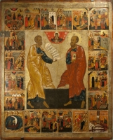 Apostles Peter and Paul with scenes from their lives 
