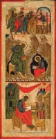 Створка царских врат. Евхаристия, Евангелист Иоанн с Прохором,  Евангелист Лука