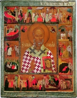 Saint Nicholas the Wonderworker (Nikola Gostunski) with scenes from his life