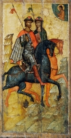 Princes Boris and Gleb on horseback